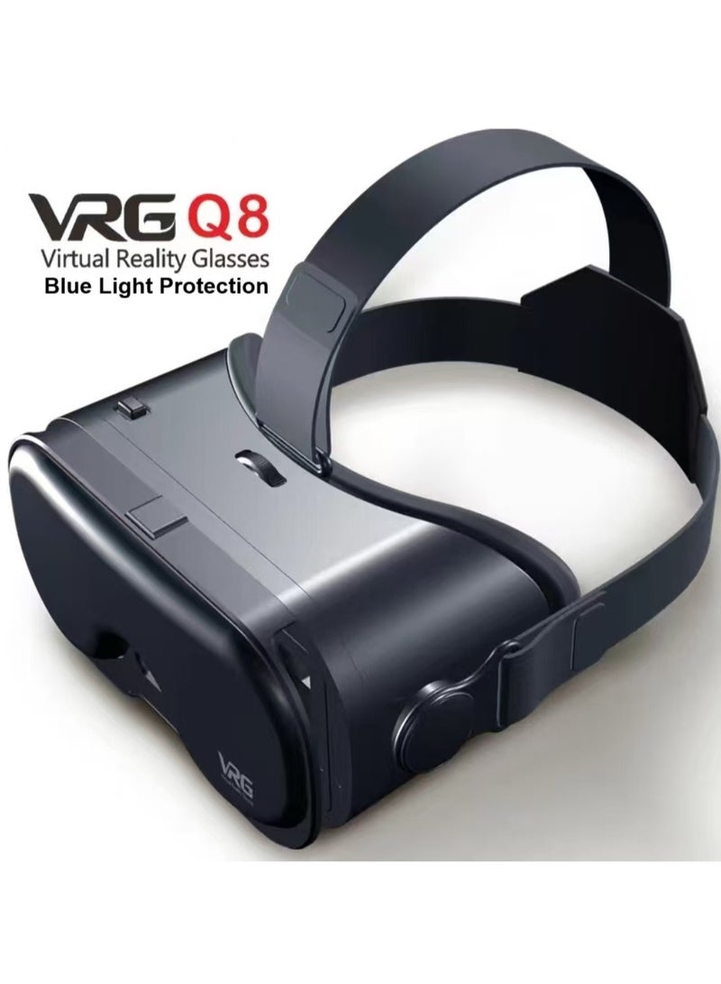 VRG VR Goggles VRG Q8 3D Virtual Reality VR Glasses, Blue Light Protection for Movies & Video Games Compatible with iOS & Android Smartphone within 5-7inch Screen Phone Eye Protected Soft & Comfortable Adjustable Distance Big Screen/ 3D Effect + Immersion /Full-Screen Vision, Full Screen, No Borders/ Immersive Games - Image 1